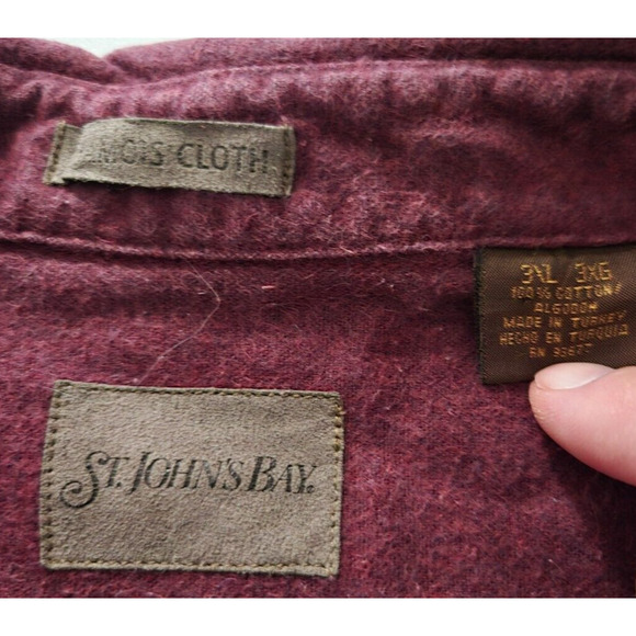 St Johns Bay Men's Burgundy Long Sleeve Pocket Button Up Shirt - Size 3XL - Picture 5 of 8